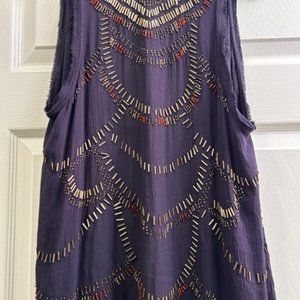 Free People navy blue intricately beaded vest
